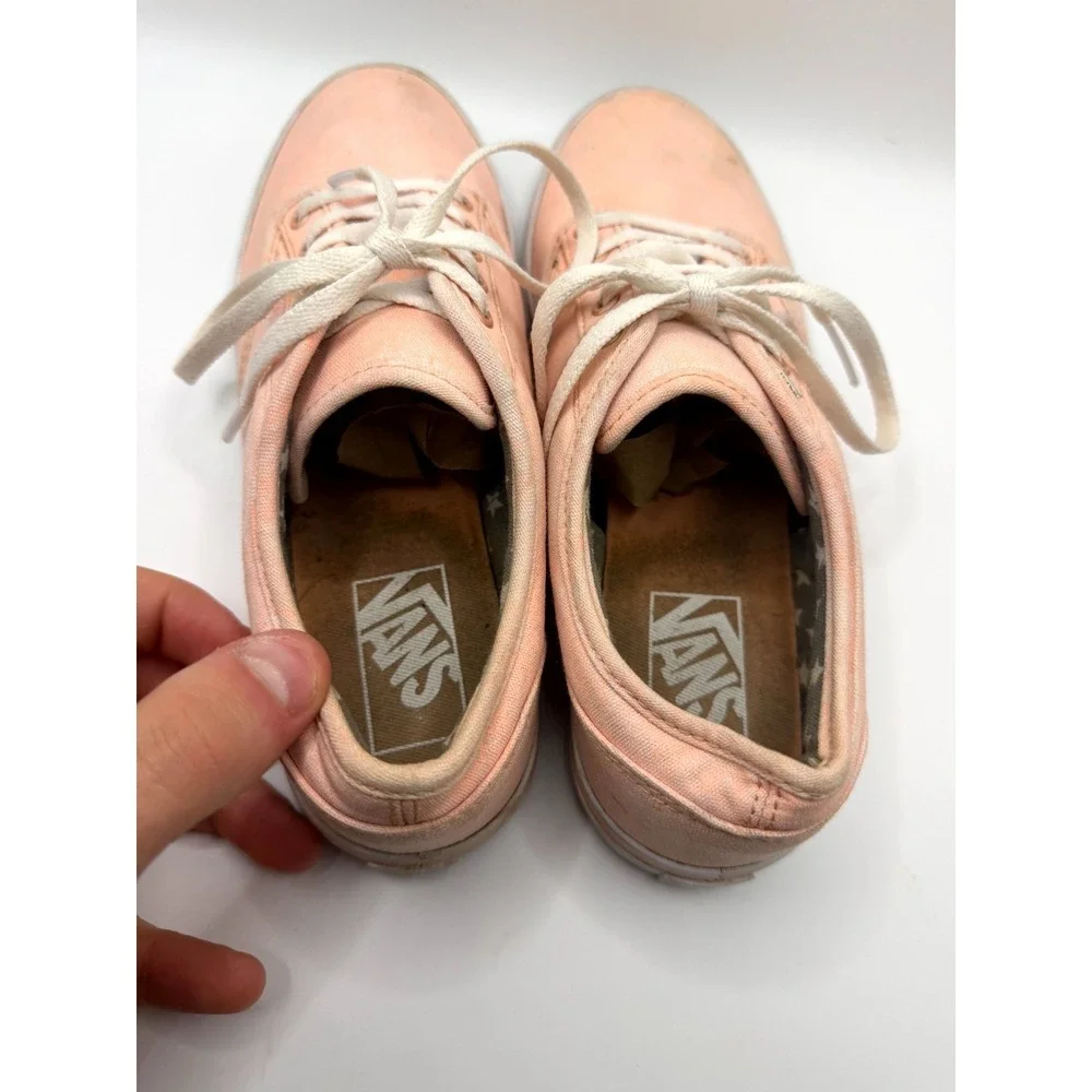 Vans‎ Atwood Womens 7 Sneakers Peach Canvas Low Top Lace Up Skateboard Shoes